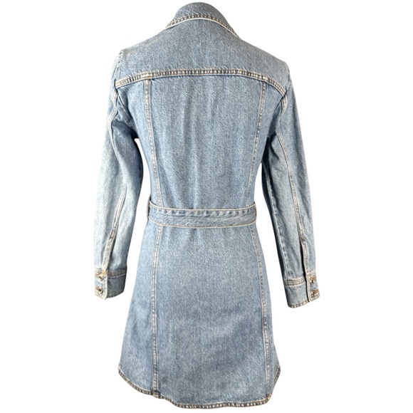 ZARA Long Sleeve Denim Mini Dress, Button Front, Size XS. - Picture 2 of 10